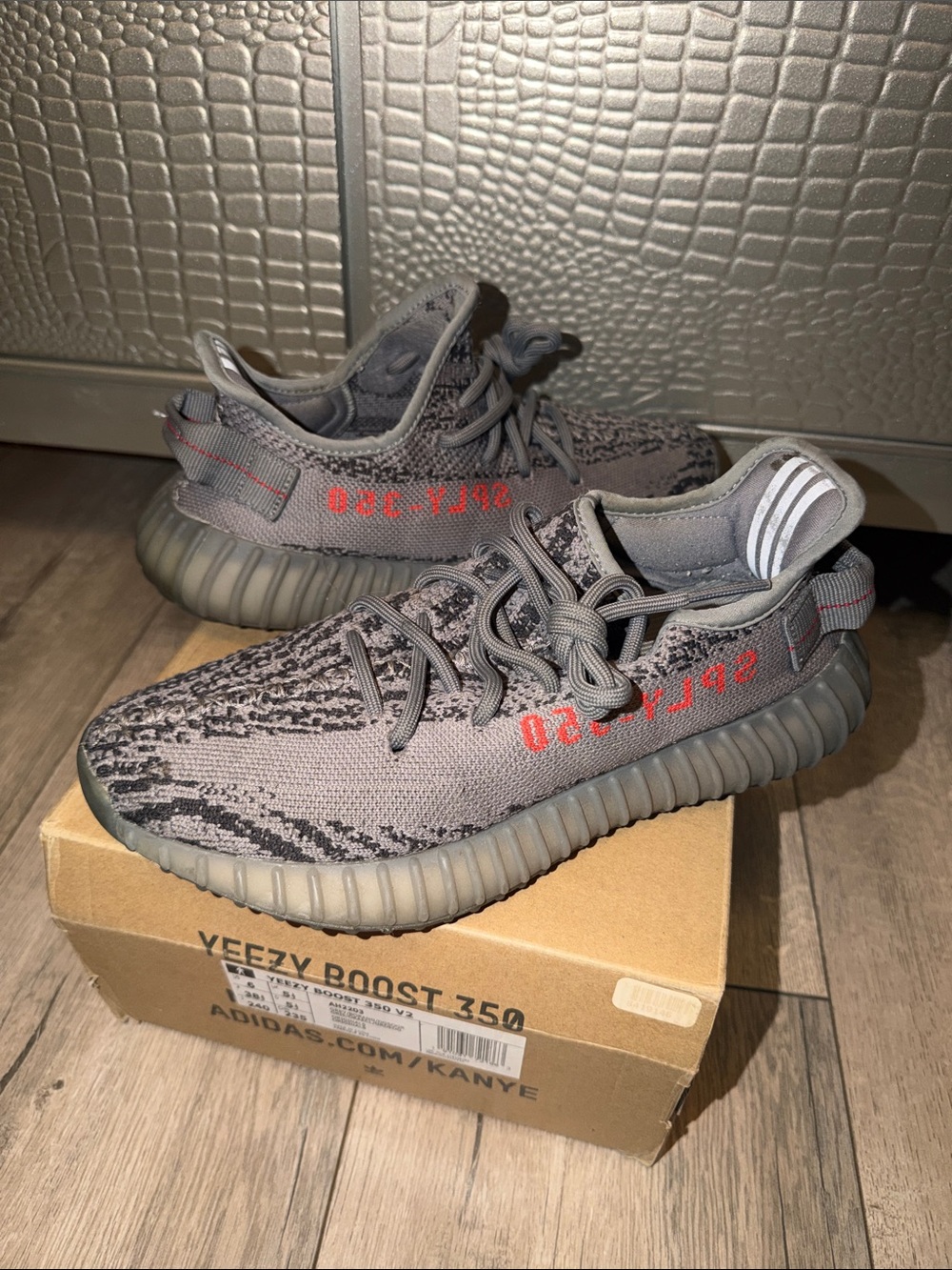 Yeezy Boost 350 V2 Grey with Red Accent